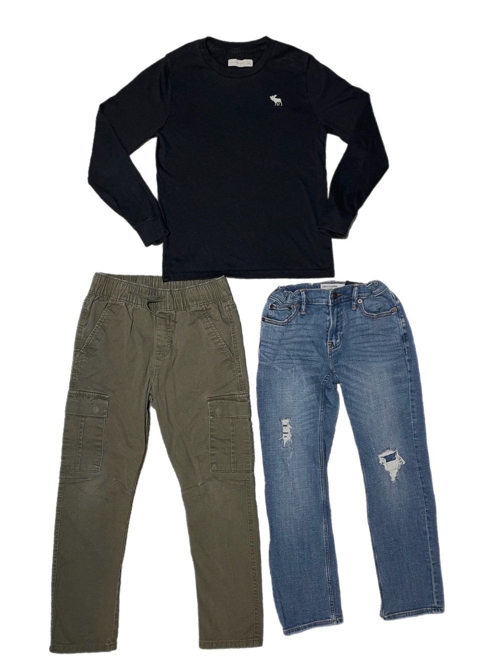 Boy’s Lot of TWO Pants & One Long-Sleeve Abercrombie & Fitch T-Shirt